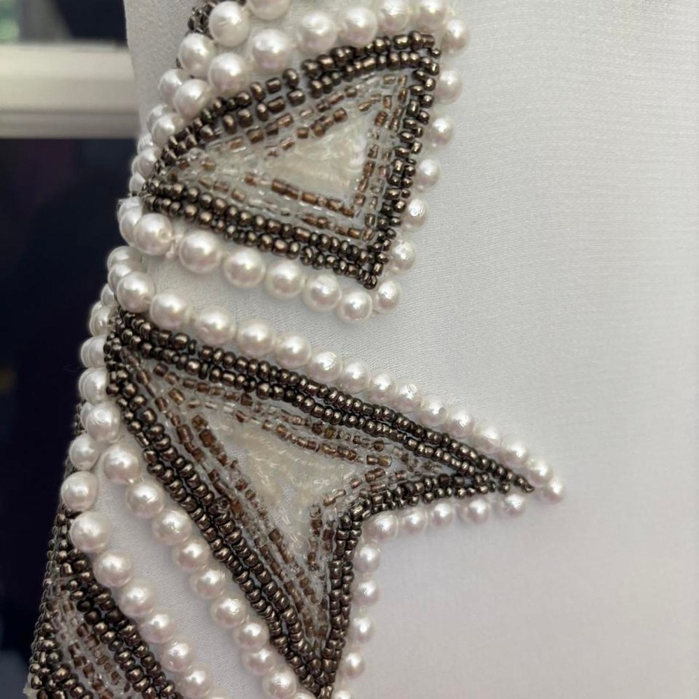 NBD ivory mini dress, lined, starburst beading NEW WITH TAGS. SZ XS - Picture 5 of 8